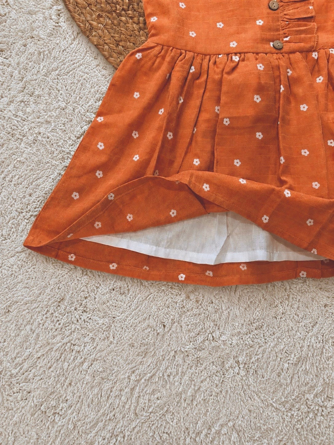 Rust Floral Muslin Dress