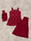 Ruby Red Embroidered Sharara Set