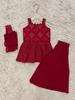 Ruby Red Embroidered Sharara Set