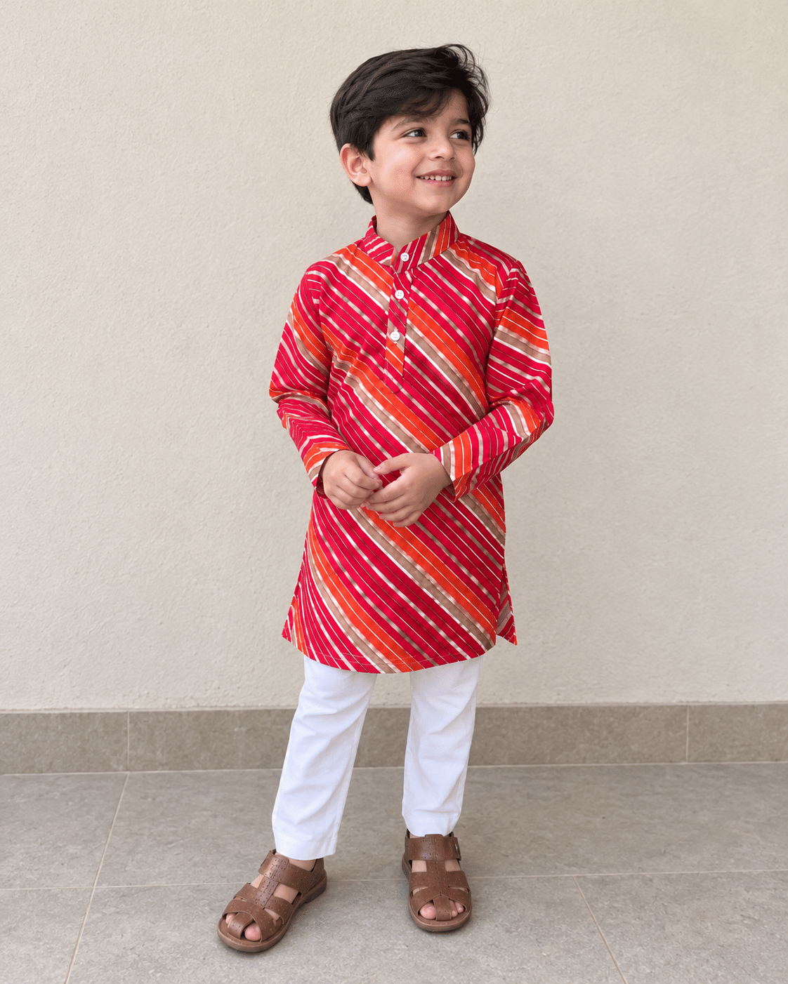 Crimson Sunset Stripe Kurta