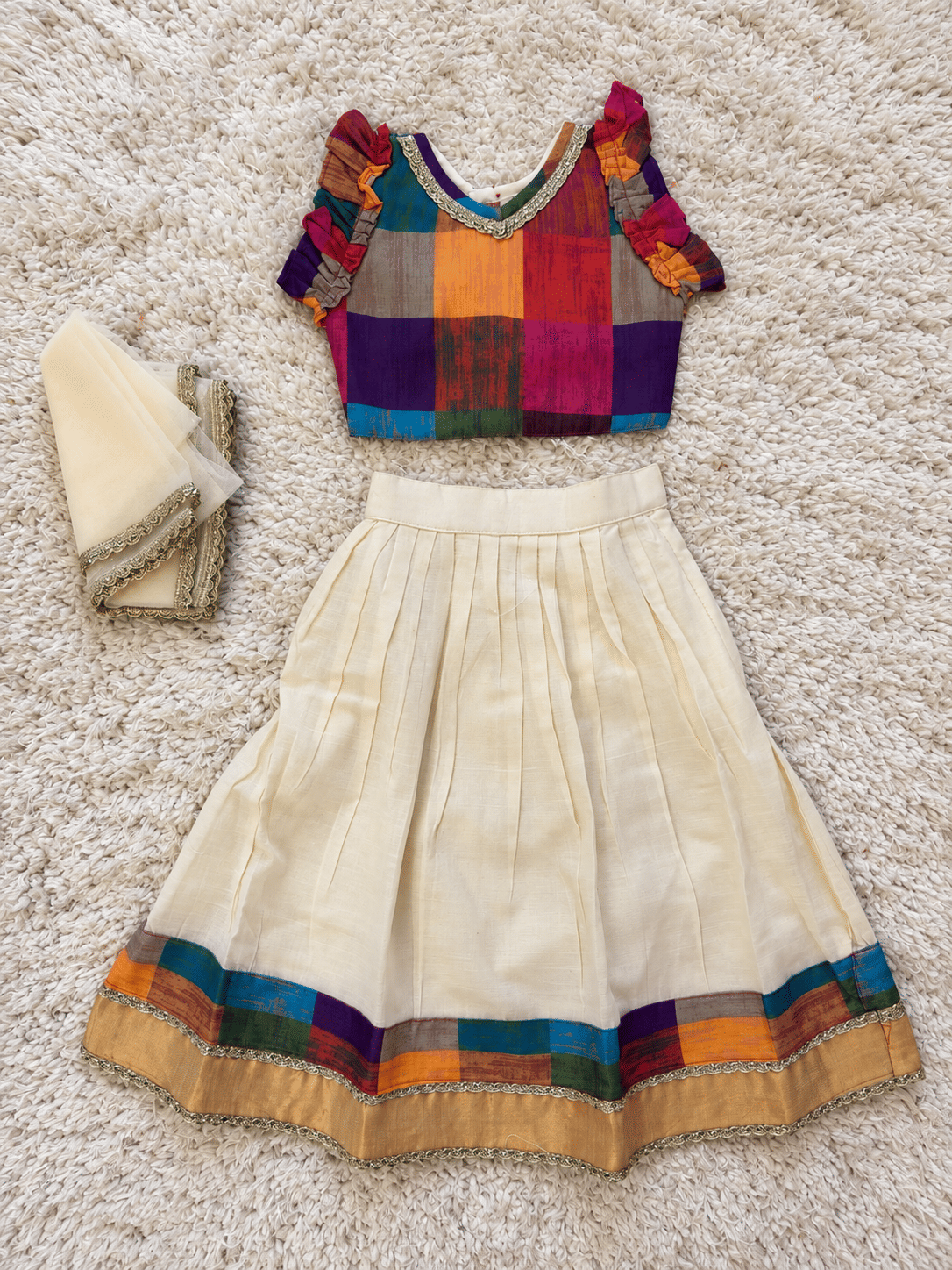 Multicolor Check Festive Lehenga Set