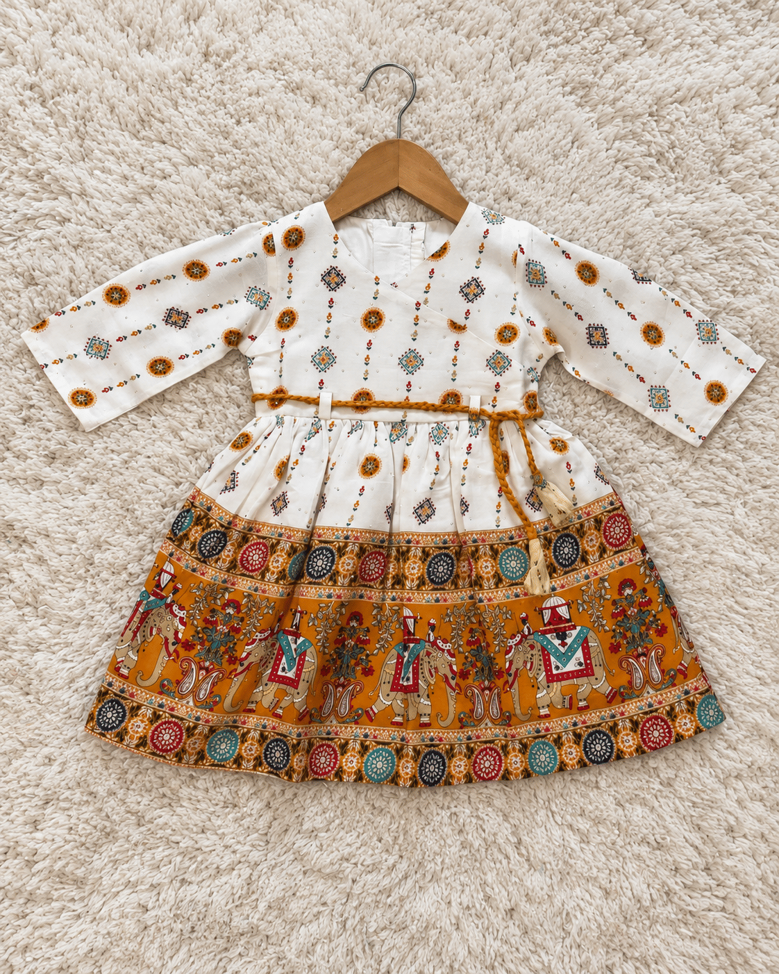 Mustard Elephant Print Dress