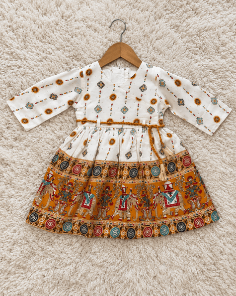 Mustard Elephant Print Dress