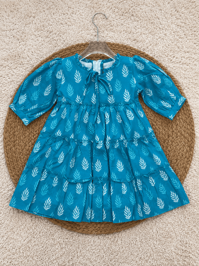 Teal Leaf Tiered Dress