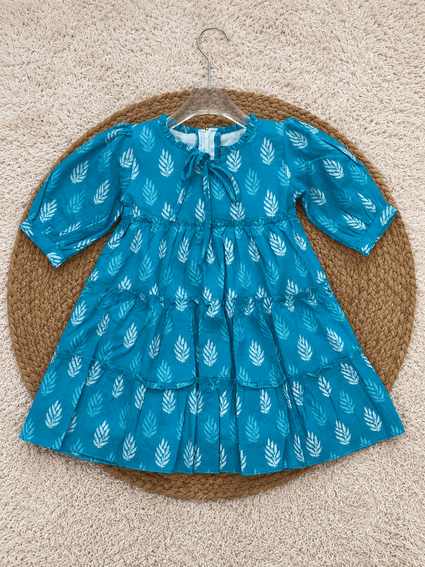 Teal Leaf Tiered Dress