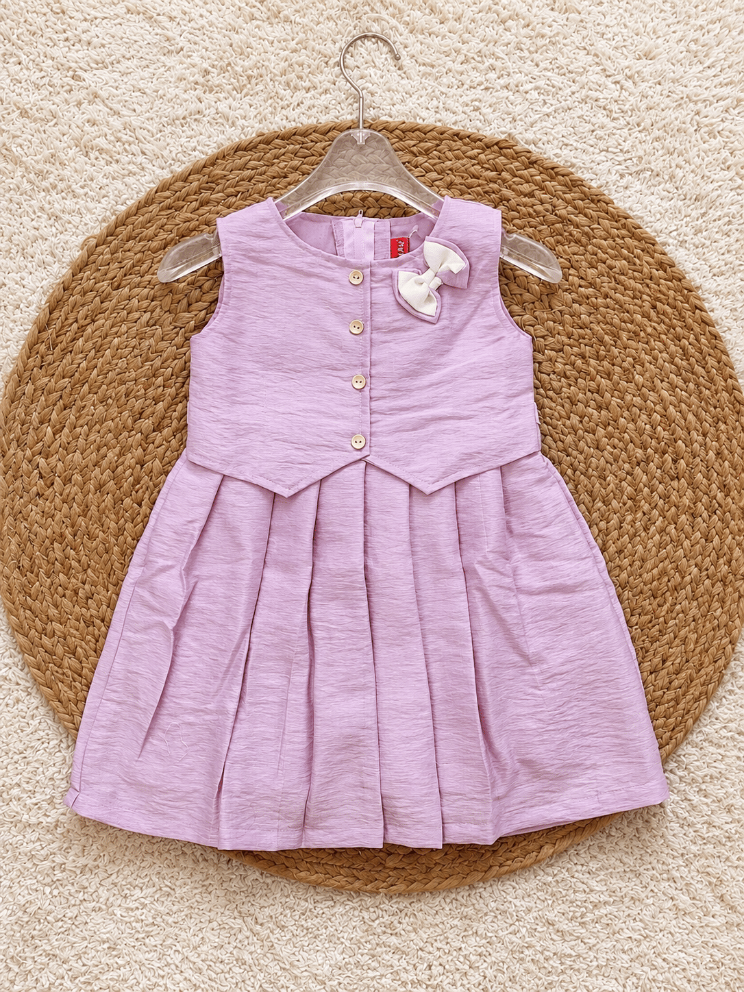 Blush Bow Pleated Dress