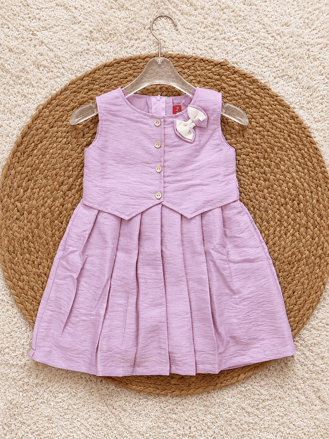 Blush Bow Pleated Dress