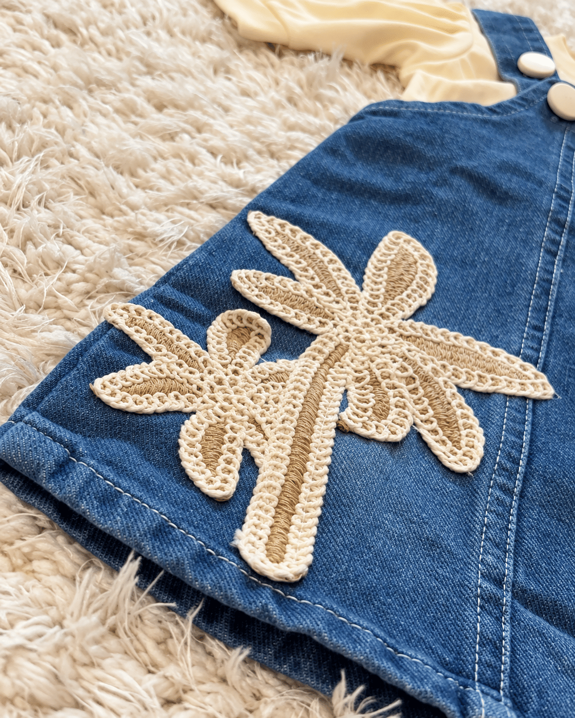 Denim Blue Daisy Pinafore Dress