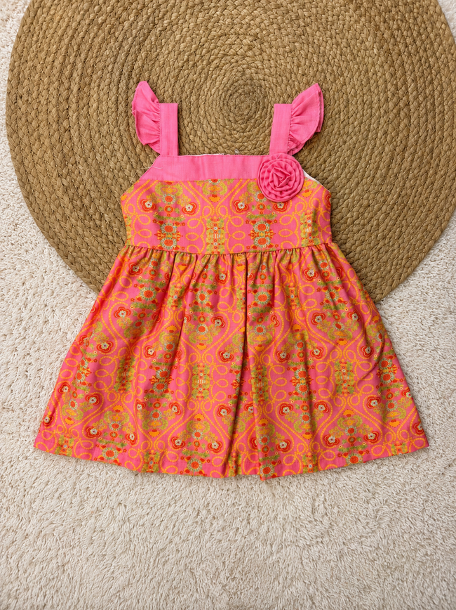 Festive Rosette Print Dress