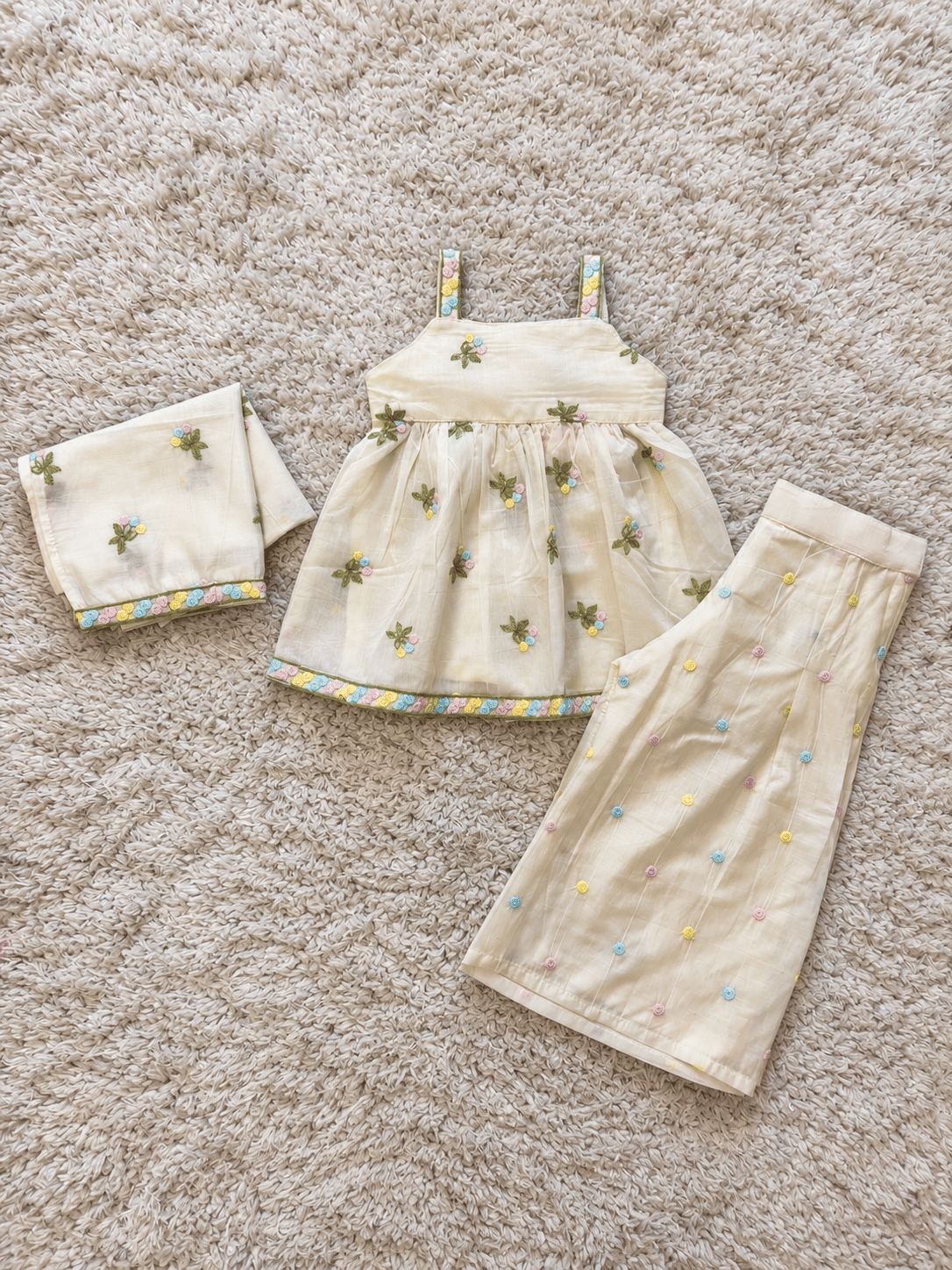 Ivory Pastel Floral Sharara Set