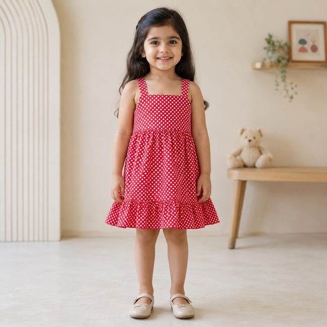 Cherry Gingham Charm Dress – Red