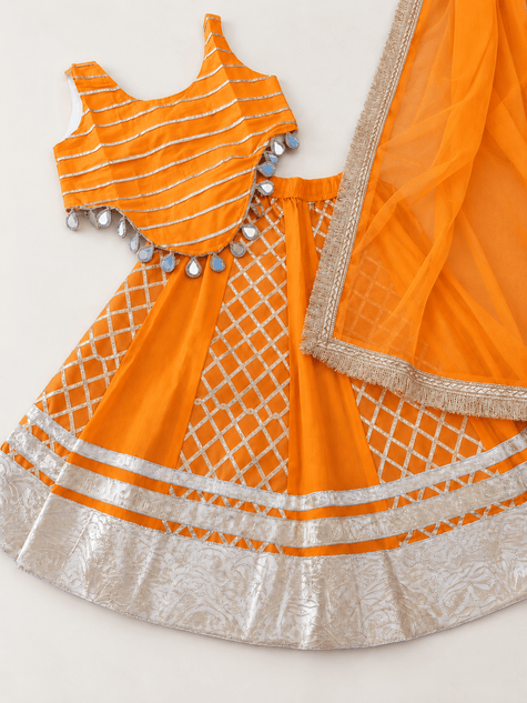 Orange Shimmer Festive Lehenga Set