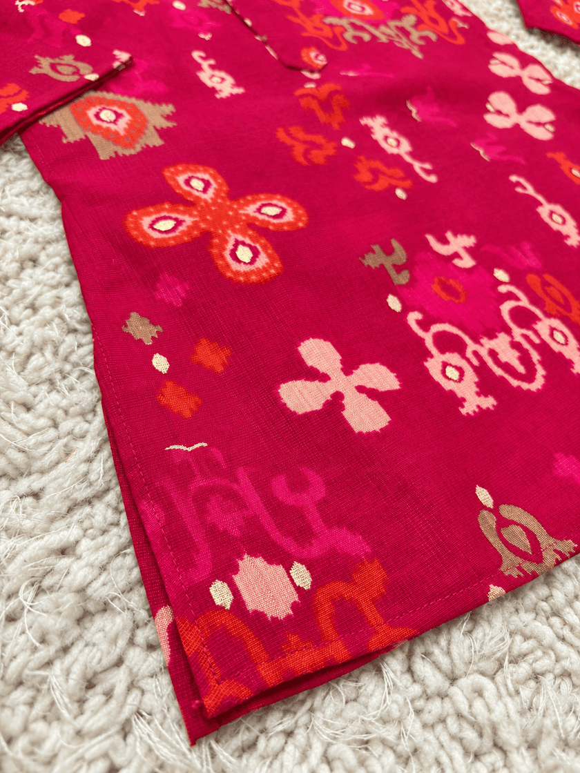 Ruby Chanderi Cotton Kurta Set