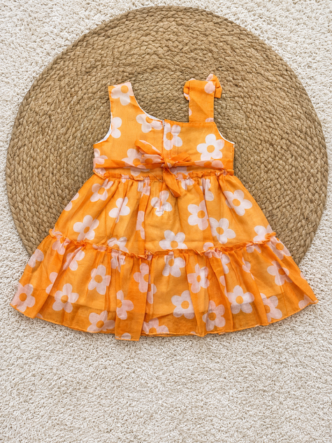 Orange Daisy Ruffle Dress