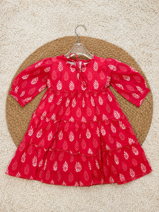 Crimson Leaf Tiered Dress