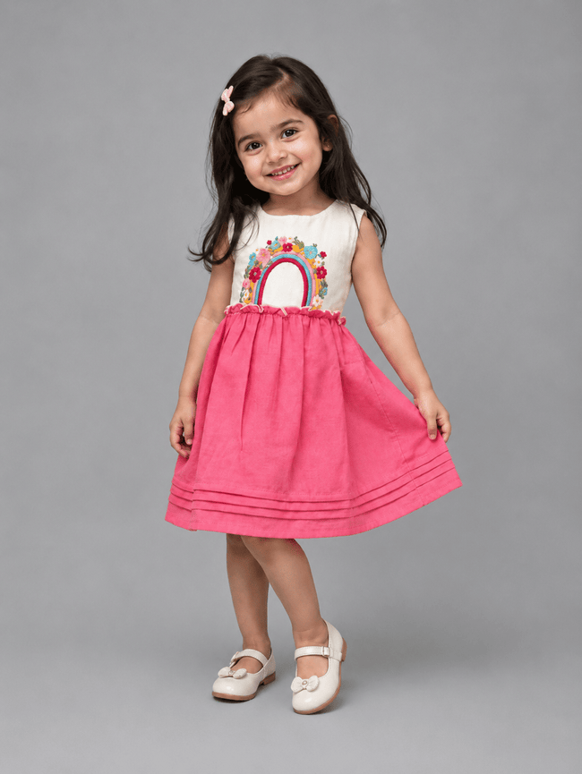 Rainbow Meadow Dress (Pink)