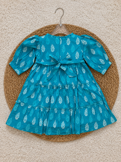 Teal Leaf Tiered Dress