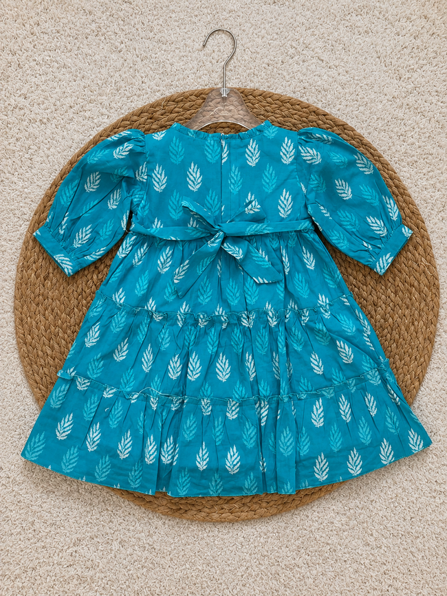 Teal Leaf Tiered Dress
