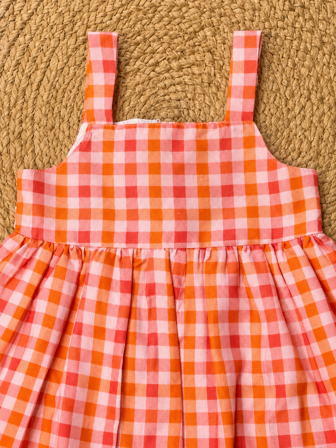Cherry Gingham Charm Dress – Coral