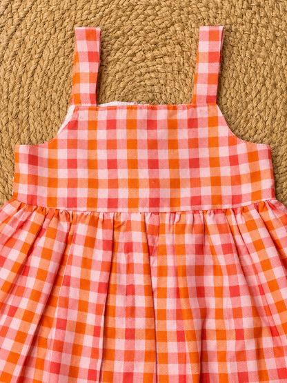Cherry Gingham Charm Dress – Coral