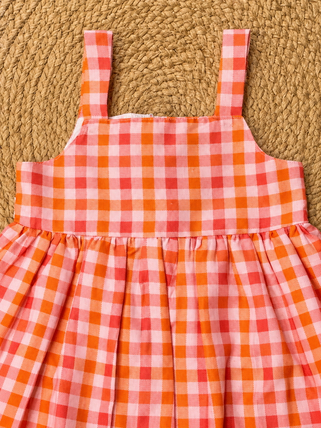 Cherry Gingham Charm Dress – Coral