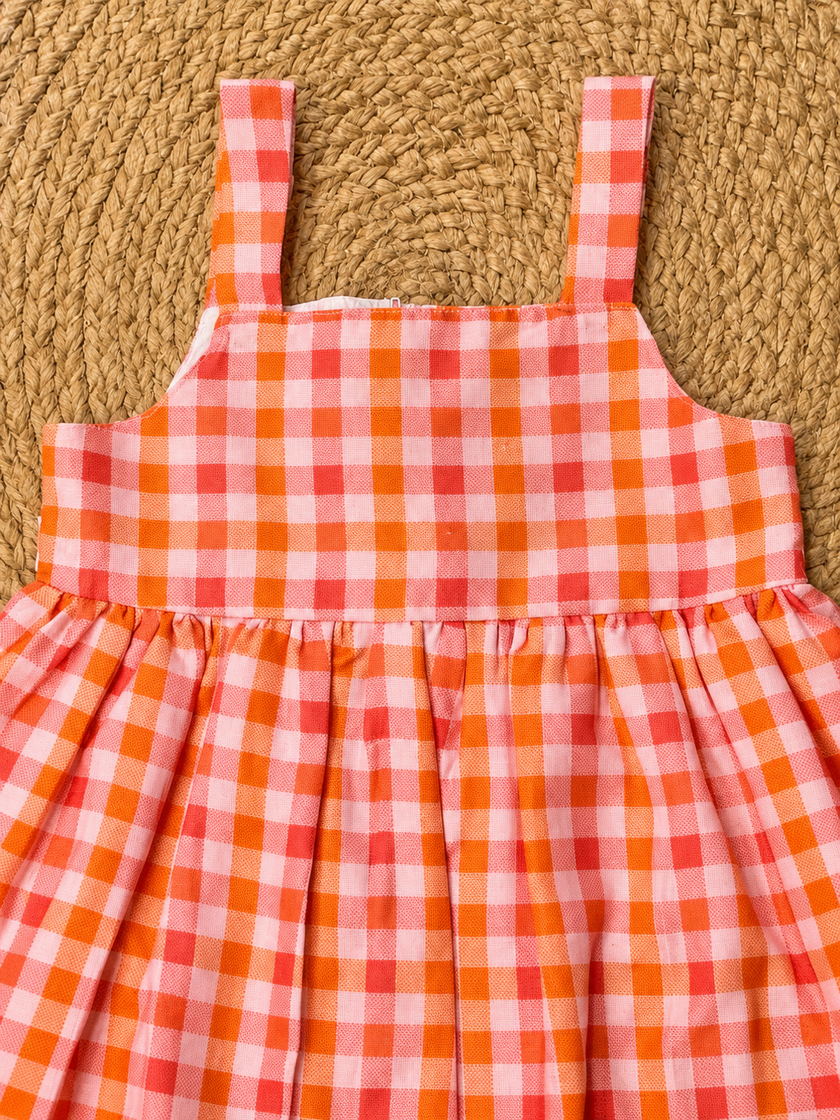 Cherry Gingham Charm Dress – Coral