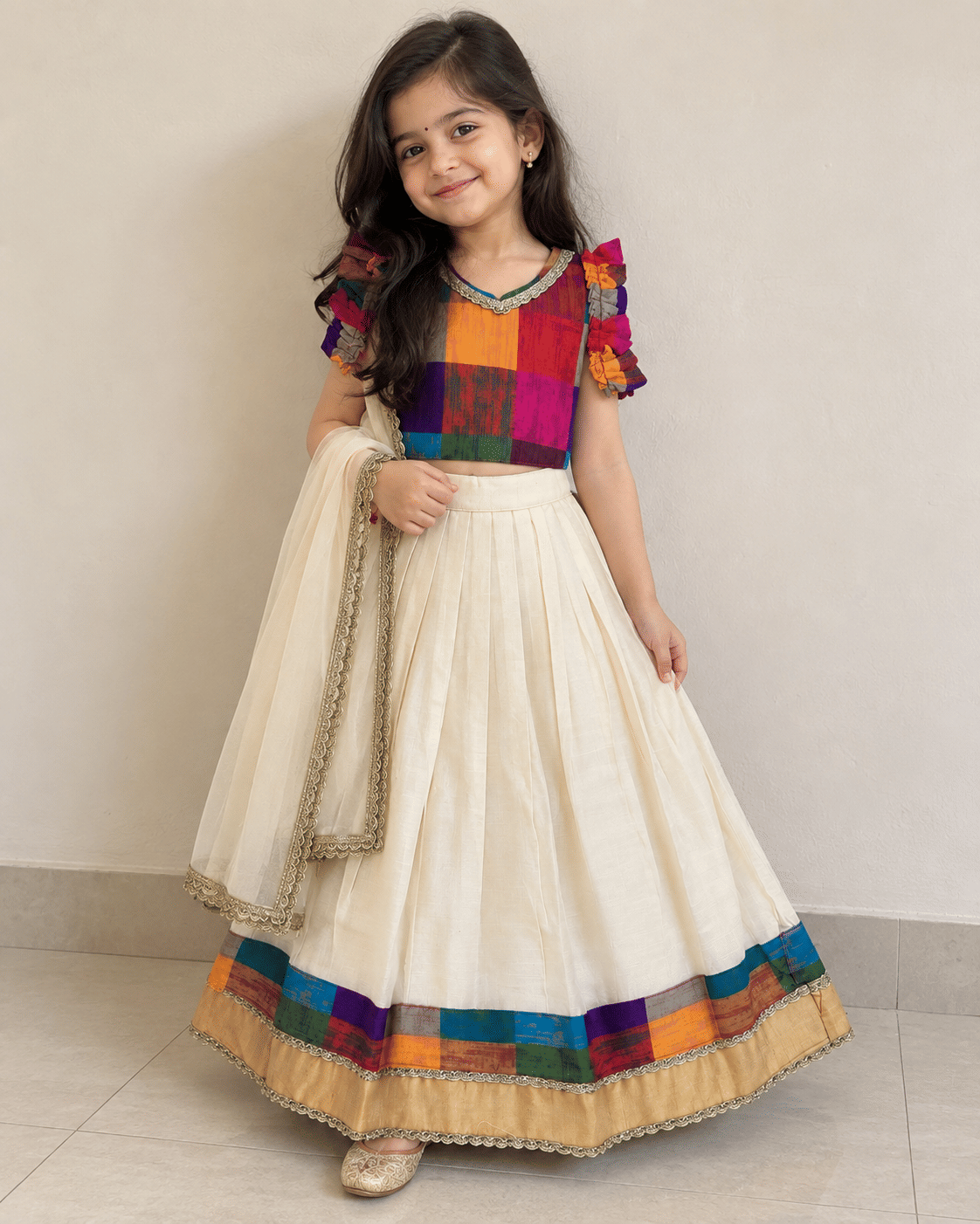Multicolor Check Festive Lehenga Set