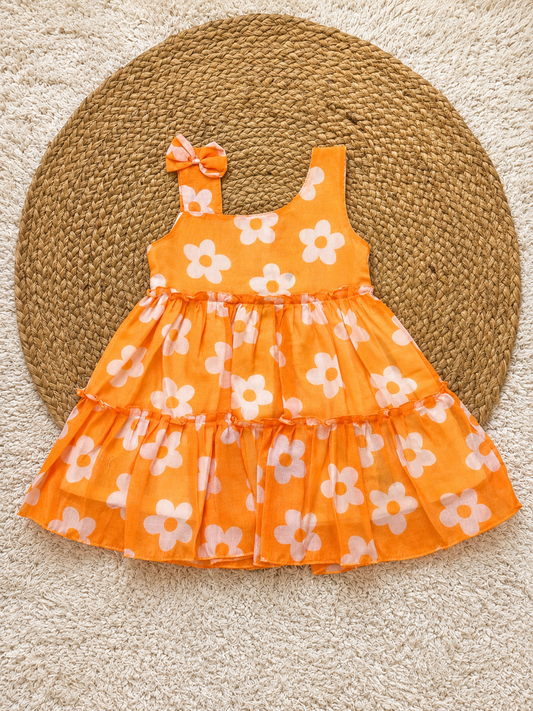 Orange Daisy Ruffle Dress