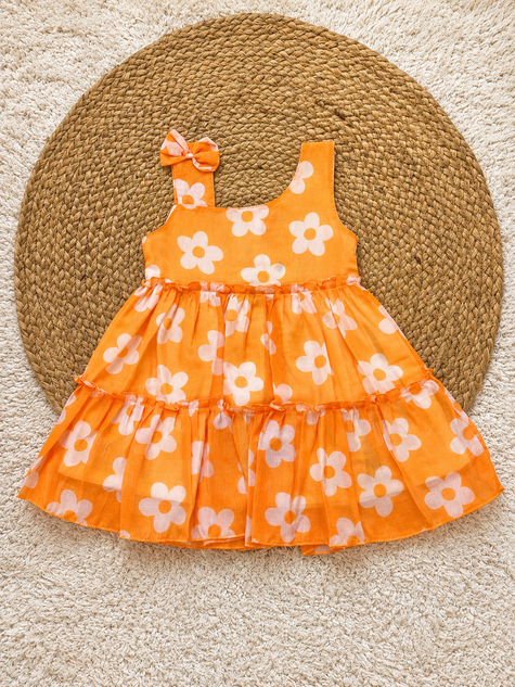 Orange Daisy Ruffle Dress