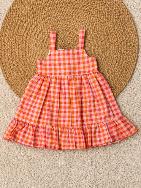 Cherry Gingham Charm Dress – Coral