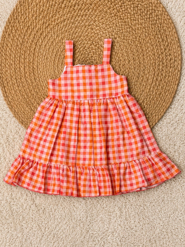 Cherry Gingham Charm Dress – Coral