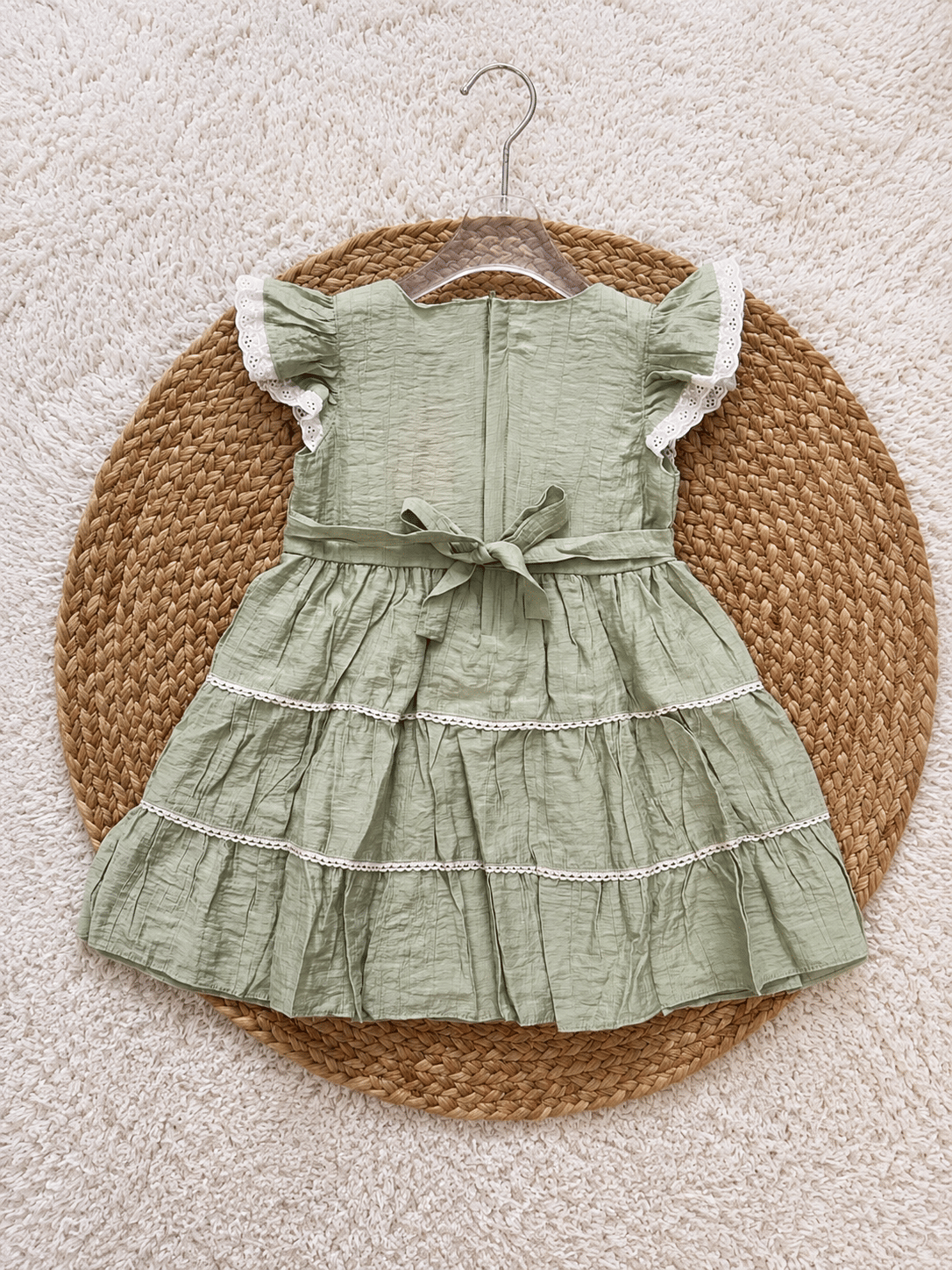 Sage Lace Tiered Frock