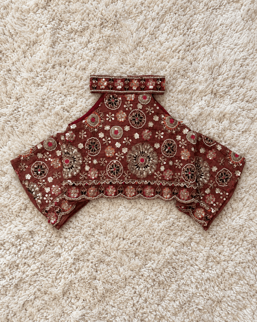 Maroon Floral Embellished Sharara Set