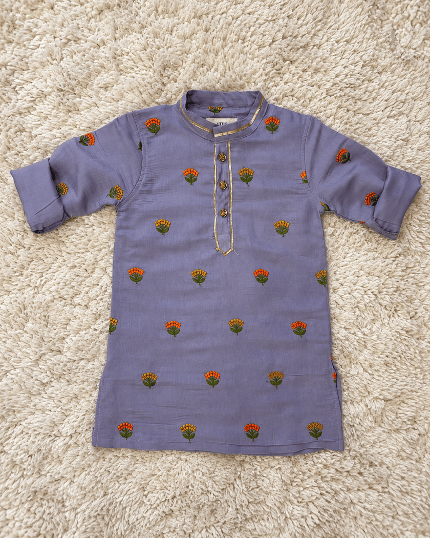 Lavender Floral Kurta Pajama Set