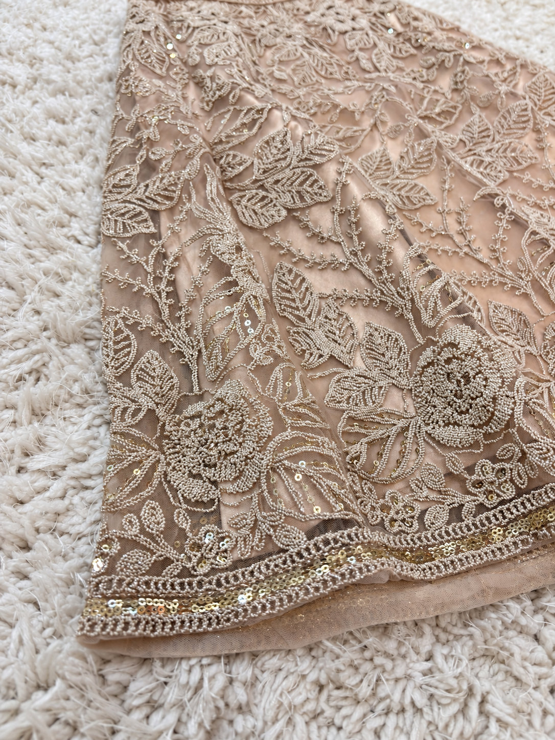 Champagne Gold Floral Lehenga Set