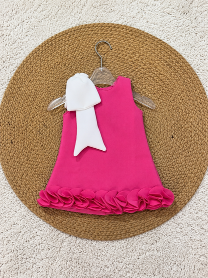 Fuchsia Ivory Statement Bow Dress