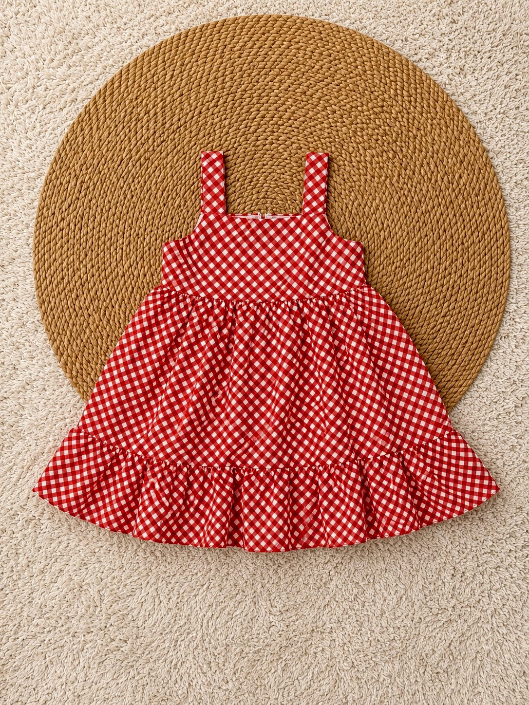 Cherry Gingham Charm Dress – Red
