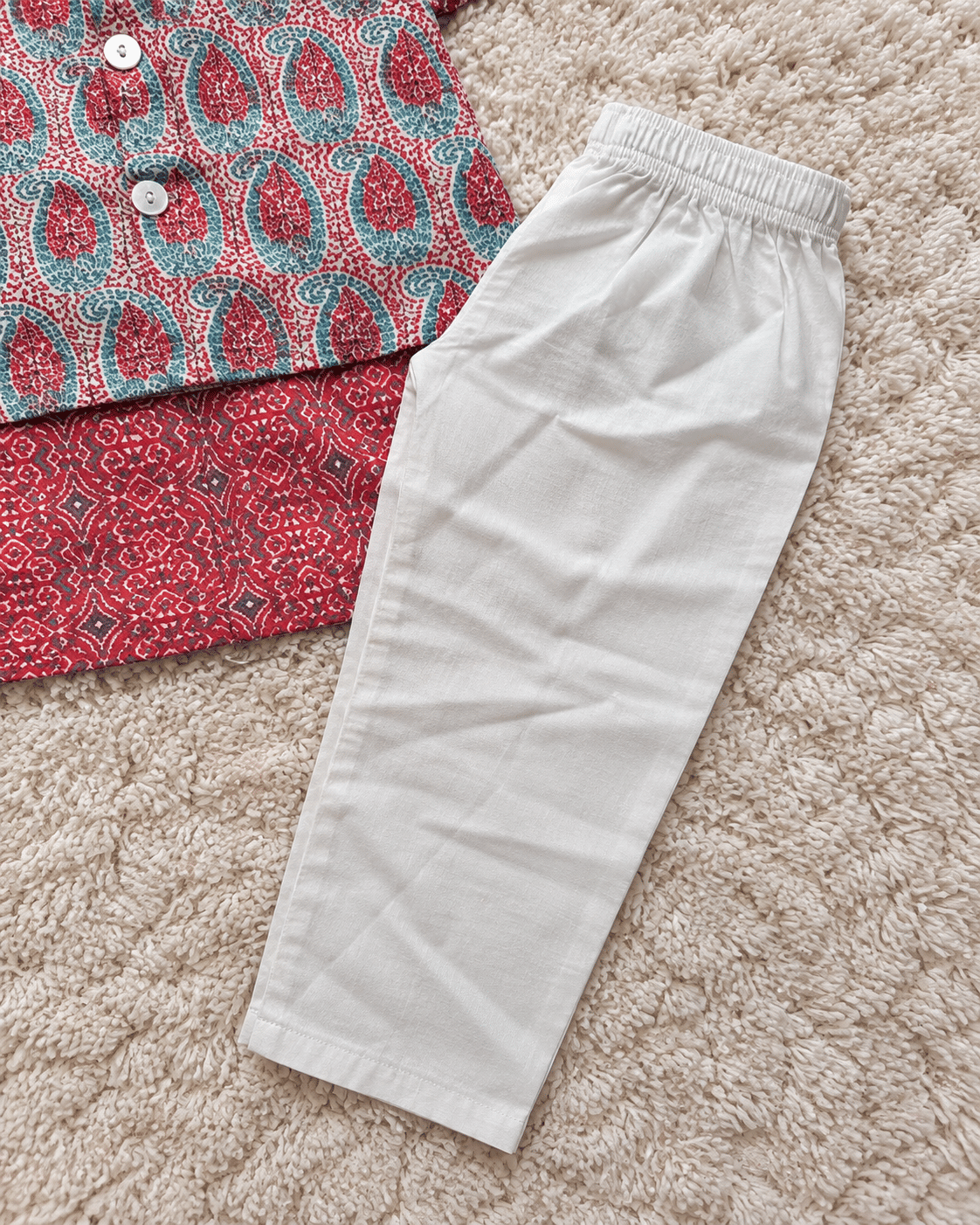 Coral Paisley Cotton Kurta Set