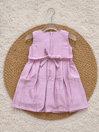 Blush Bow Pleated Dress