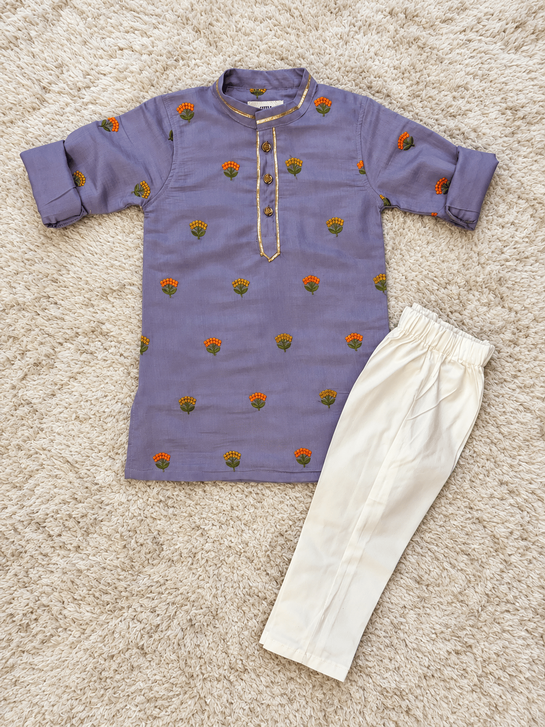 Lavender Floral Kurta Pajama Set