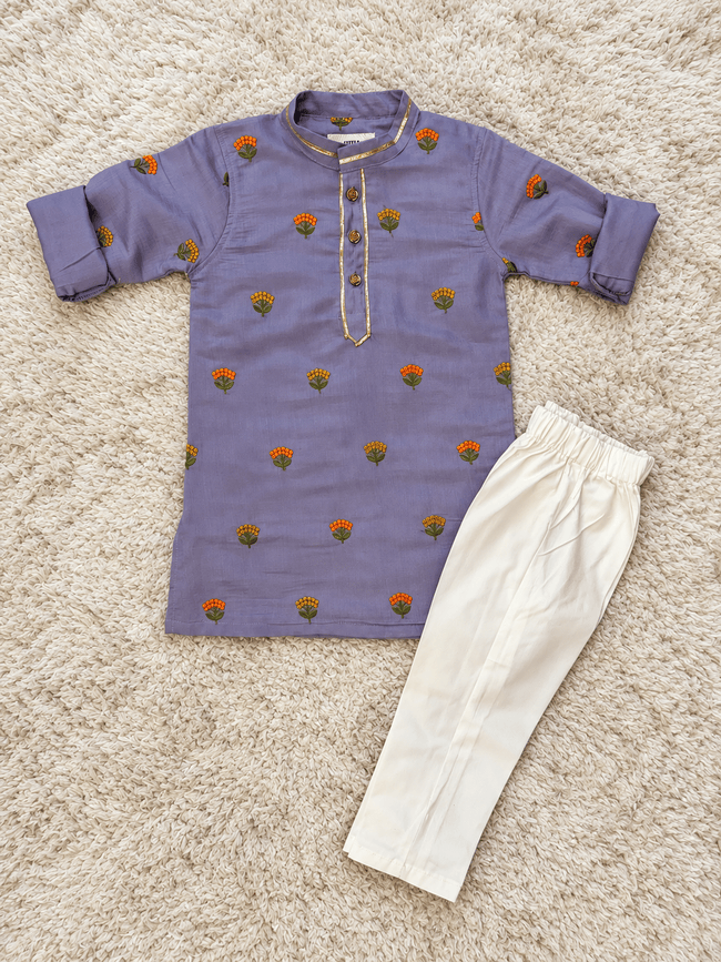 Lavender Floral Kurta Pajama Set