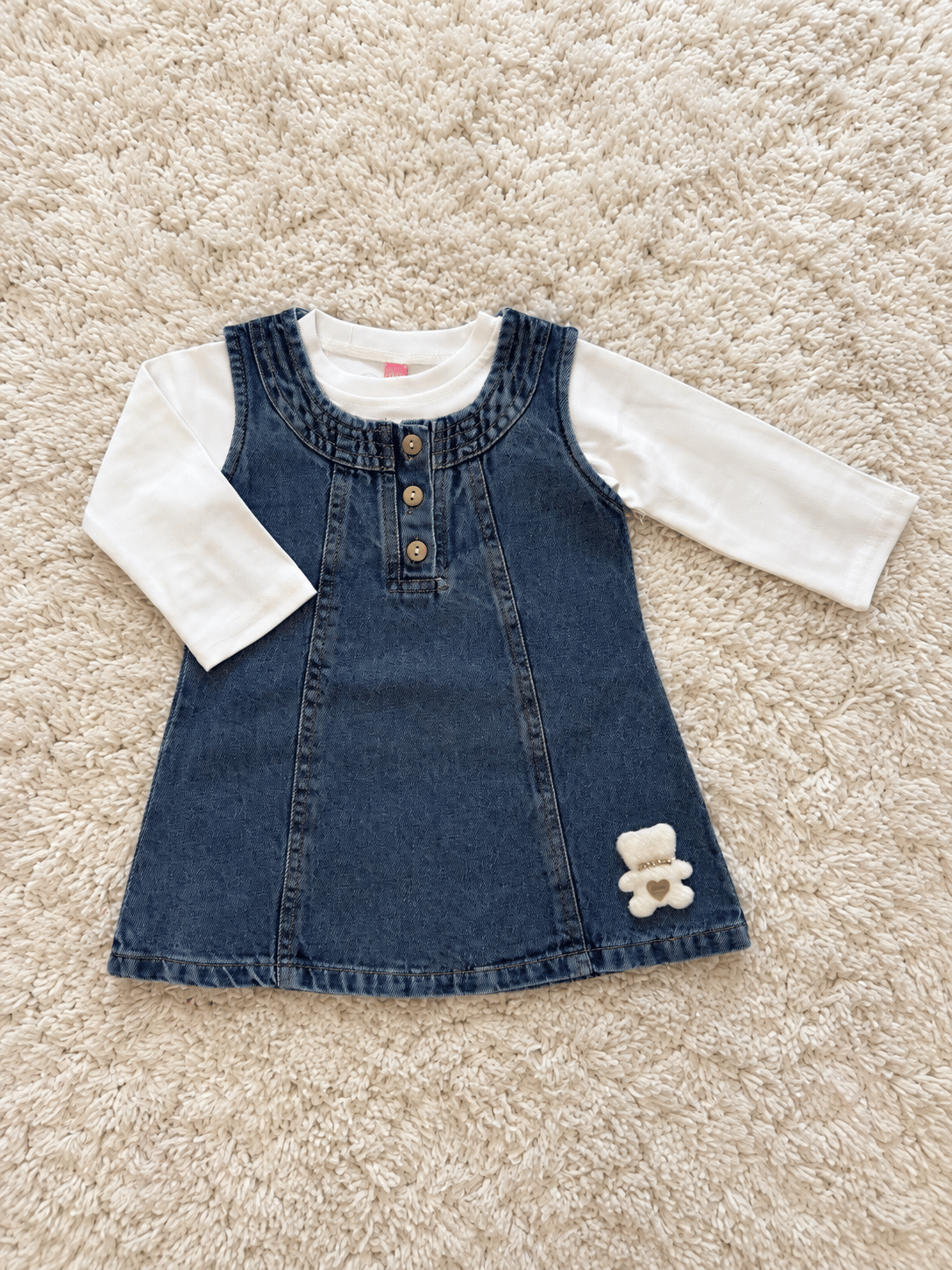 Denim Blue Teddy Pinafore Dress