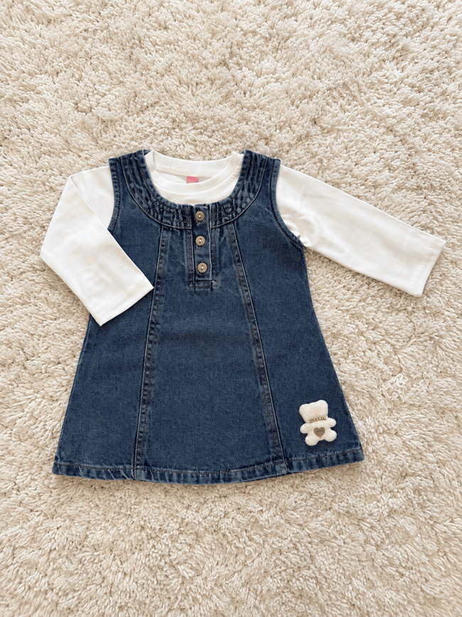 Denim Blue Teddy Pinafore Dress