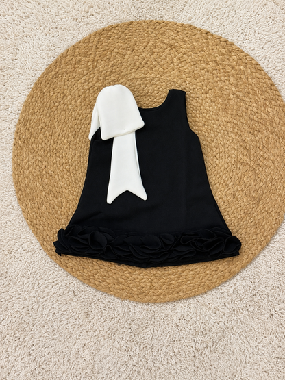 Midnight Ivory Statement Bow Dress