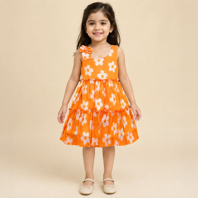 Orange Daisy Ruffle Dress
