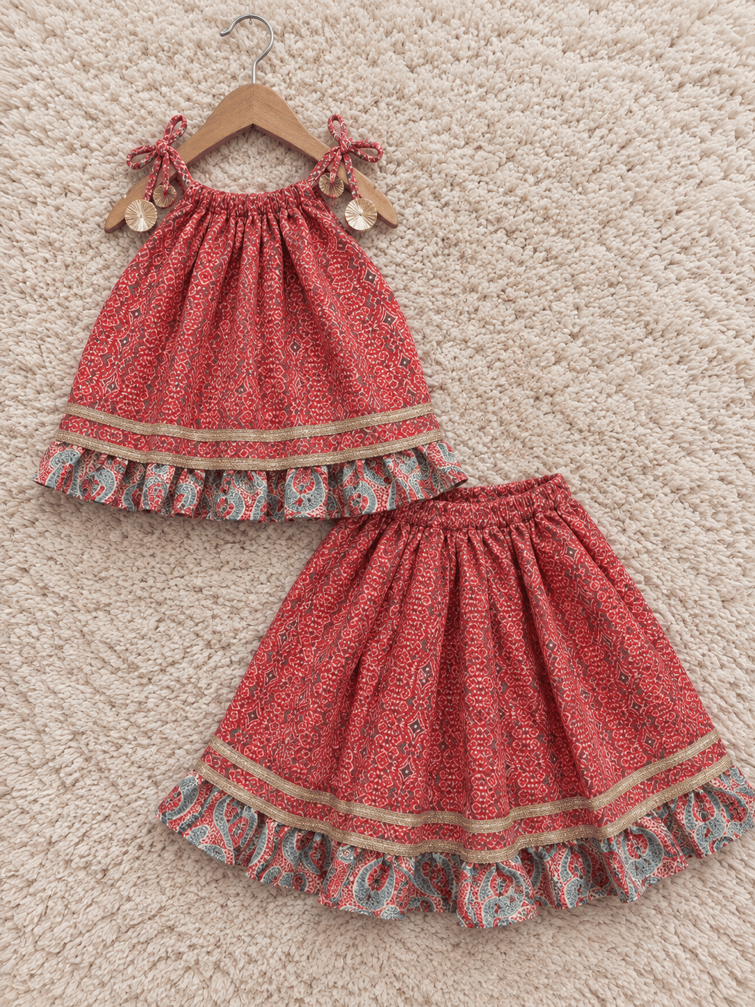 Crimson Paisley Pure Cotton Lehenga
