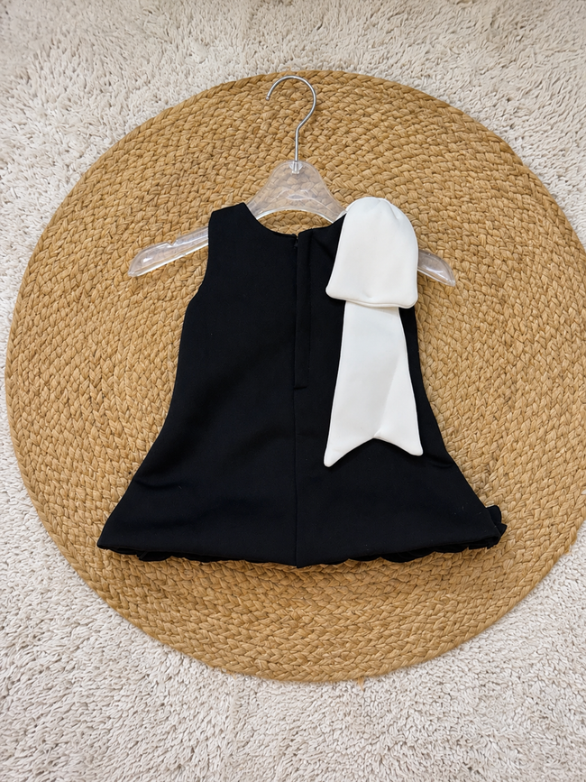 Midnight Ivory Statement Bow Dress