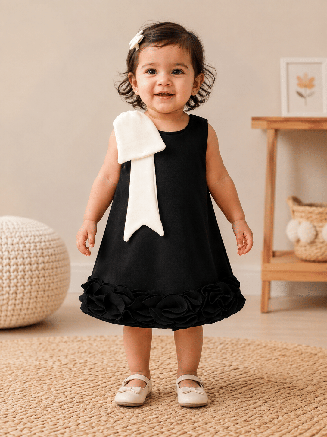 Midnight Ivory Statement Bow Dress