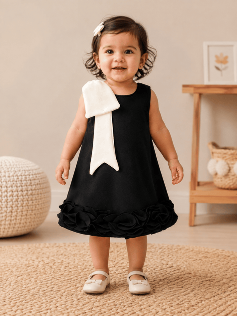 Midnight Ivory Statement Bow Dress
