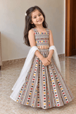 Ivory Geometric Rayon Cotton Lehenga